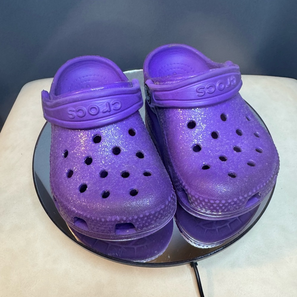 Toddler Purple Glitter Crocs